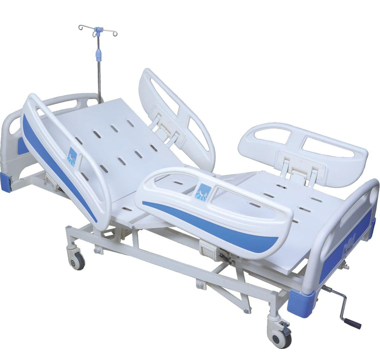 Hospital ICU Bed 5 Function Manual with ABS Railing