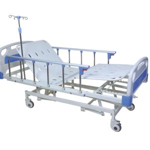 Hospital ICU Bed 5 Function Manual with Collapsible Railing